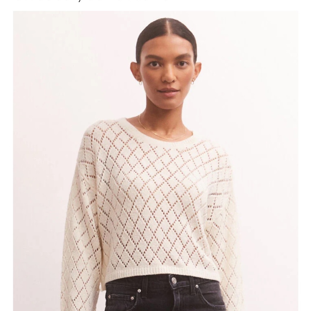 Z Supply Cream Diamond Knit Sweater-New with tag